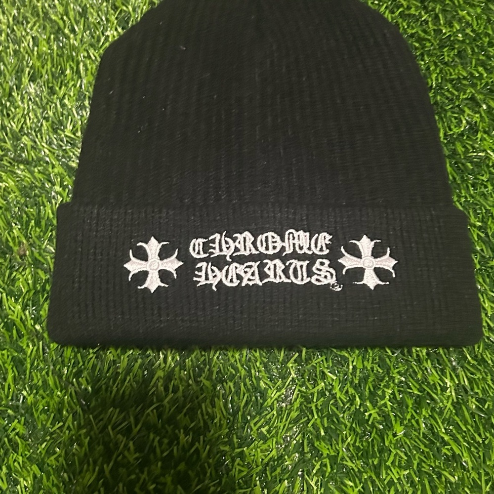 Chrome Hearts Kids Black Beanie with White Logo
